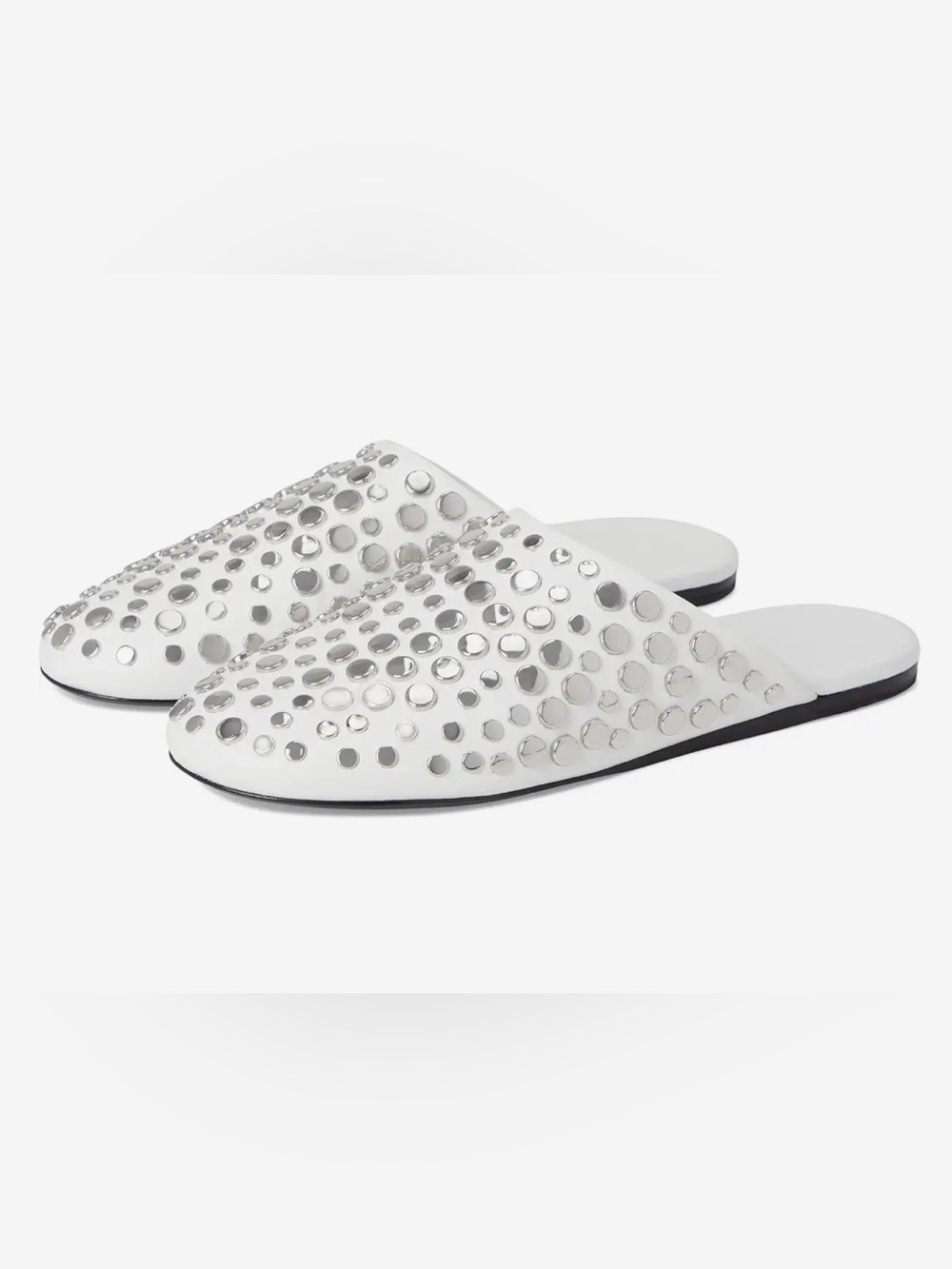 Tory Burch White Studded Slide Mules